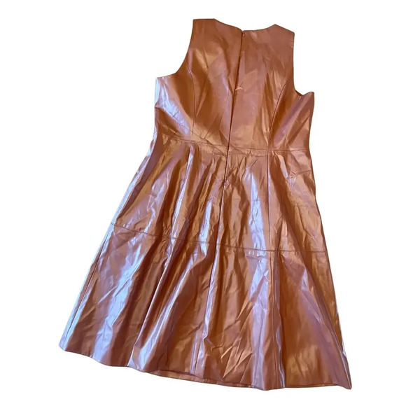 INC International Concepts Faux Leather Fit & Flare Brown Dress Size 16 NWT 0563 - Picture 8 of 9